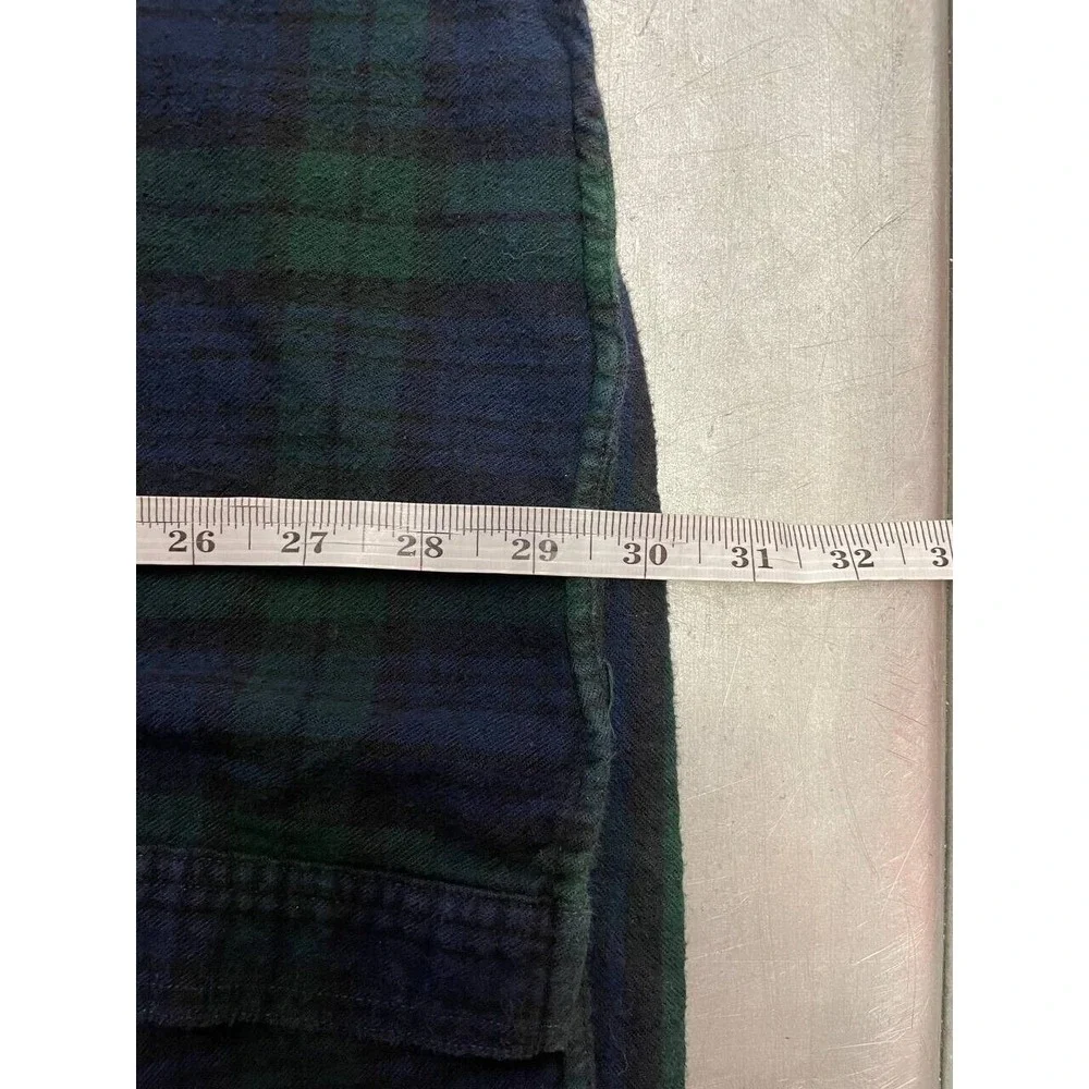 LL Bean Button Up Shirt Mens Large Green‎ Plaid Traditional Fit Casual